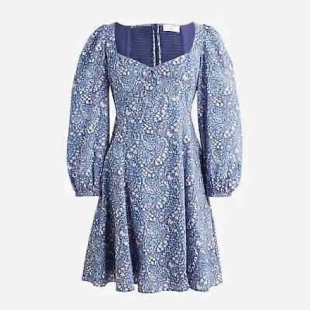 J. Crew Liberty Fabric Sweetheart Long Sleeve Mini Dress Blue Size‎ 4